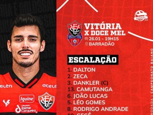 Sem Léo Gamalho, Vitória divulga escalação para enfrentar o Doce Mel pelo Campeonato Baiano; veja